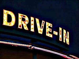 Image of Mansfield CT drive-in movie theater sign